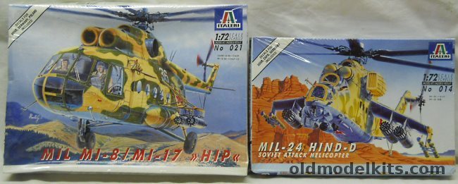 Italeri 1/72 021 Mil Mi-8 / Mi-17 Hip and 014 Mi-24 Hind D plastic model kit